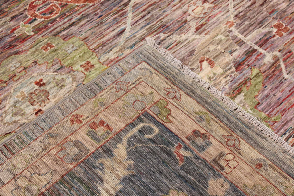 Brown & Green Floral Afghan Rug, 300 × 260 cm, view 5.