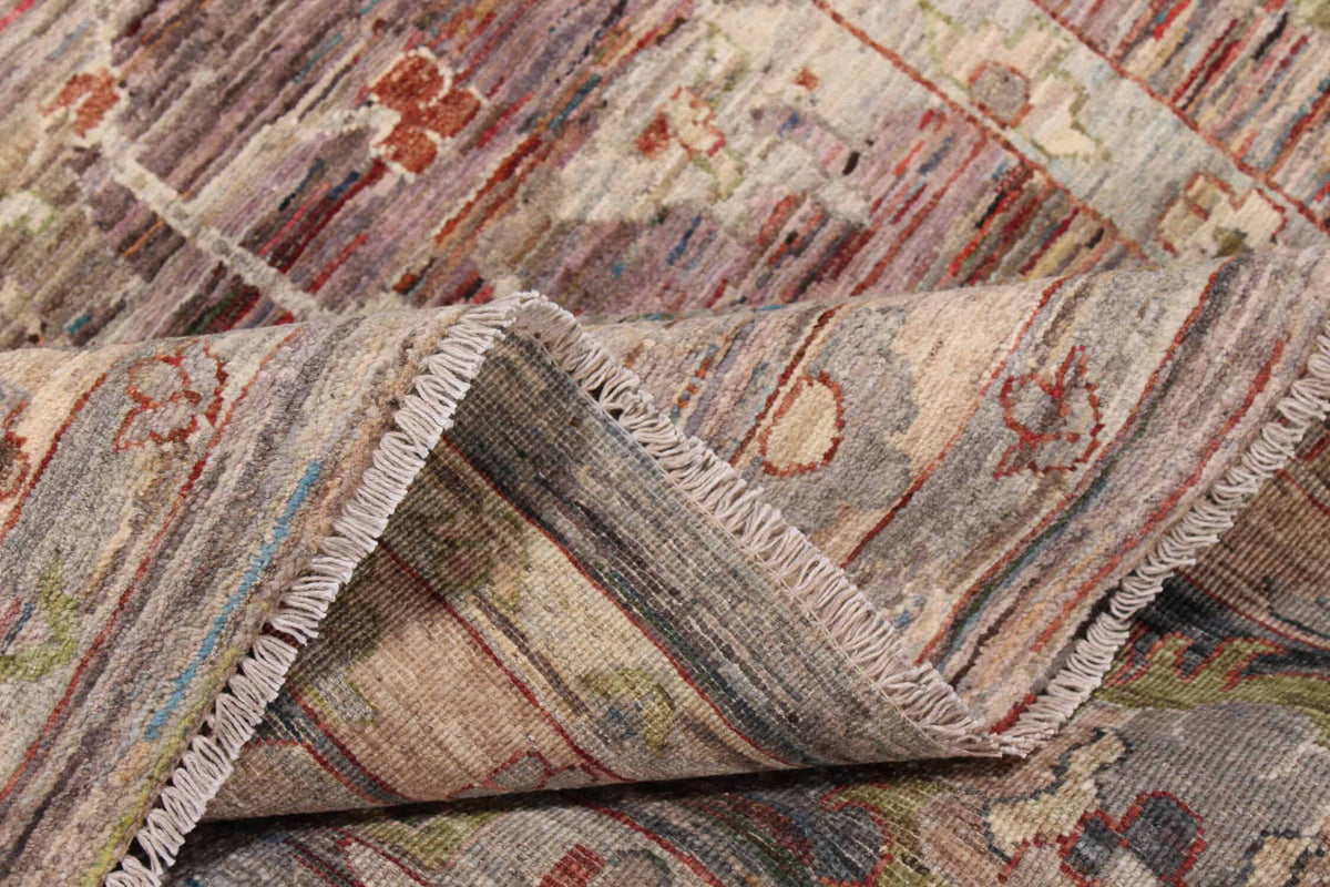 Brown & Green Floral Afghan Rug, 300 × 260 cm, view 3.