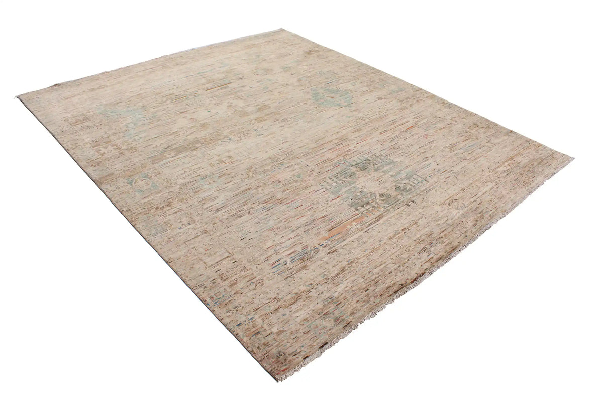 Beige Afghan Rug with a Blue Rosette, 301 × 254 cm, view 3.