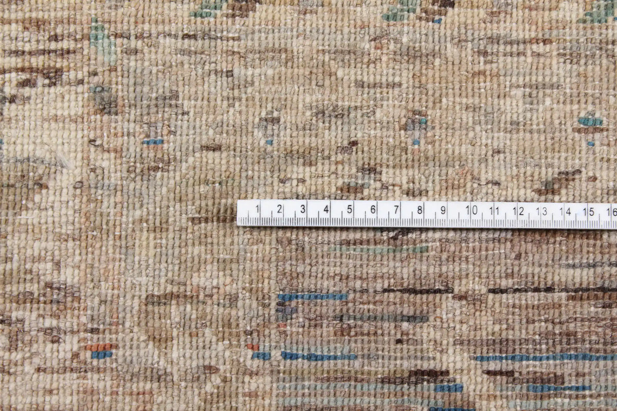 Beige Afghan Rug with a Blue Rosette, 301 × 254 cm, view 6.