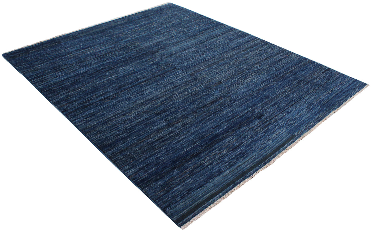 Dark Blue Wool Rug with Fine Lines, 292 × 243 cm, view 3.