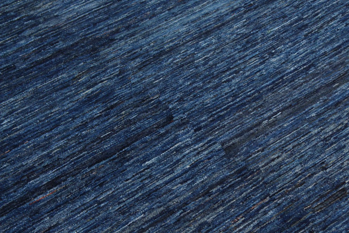 Dark Blue Wool Rug with Fine Lines, 292 × 243 cm, view 4.