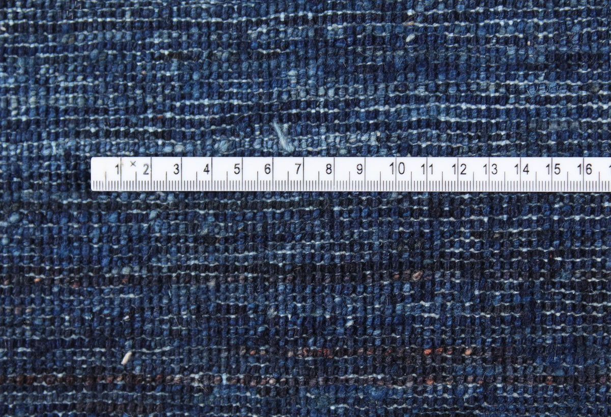 Dark Blue Wool Rug with Fine Lines, 292 × 243 cm, view 6.