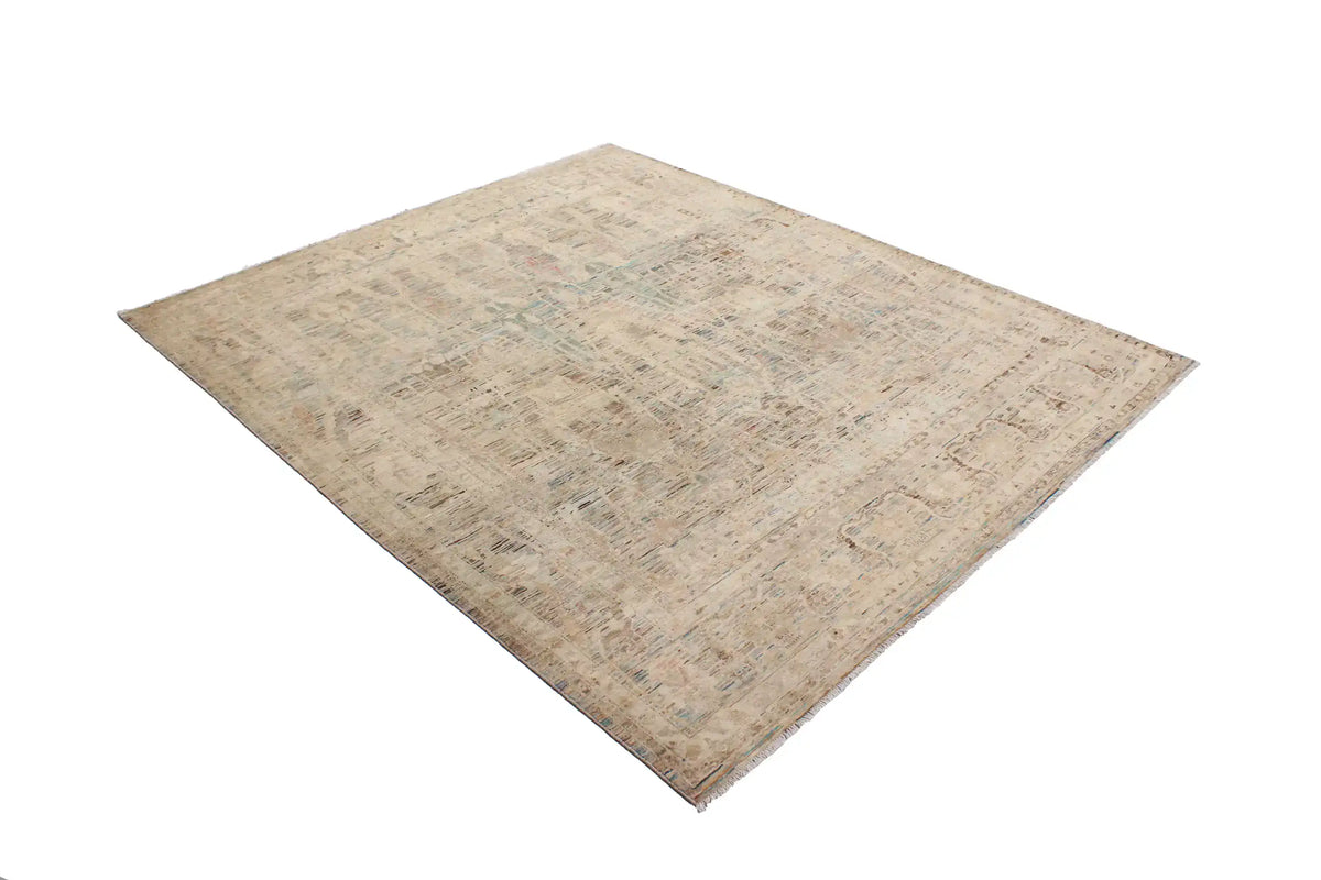 Light Afghan Rug with Long Leaf Motifs, 296 × 254 cm, view 3.