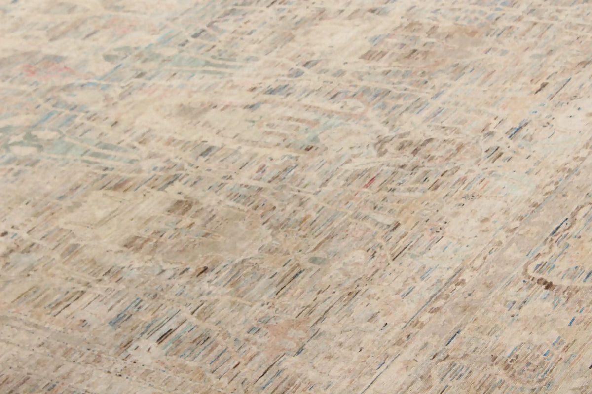 Light Afghan Rug with Long Leaf Motifs, 296 × 254 cm, view 5.