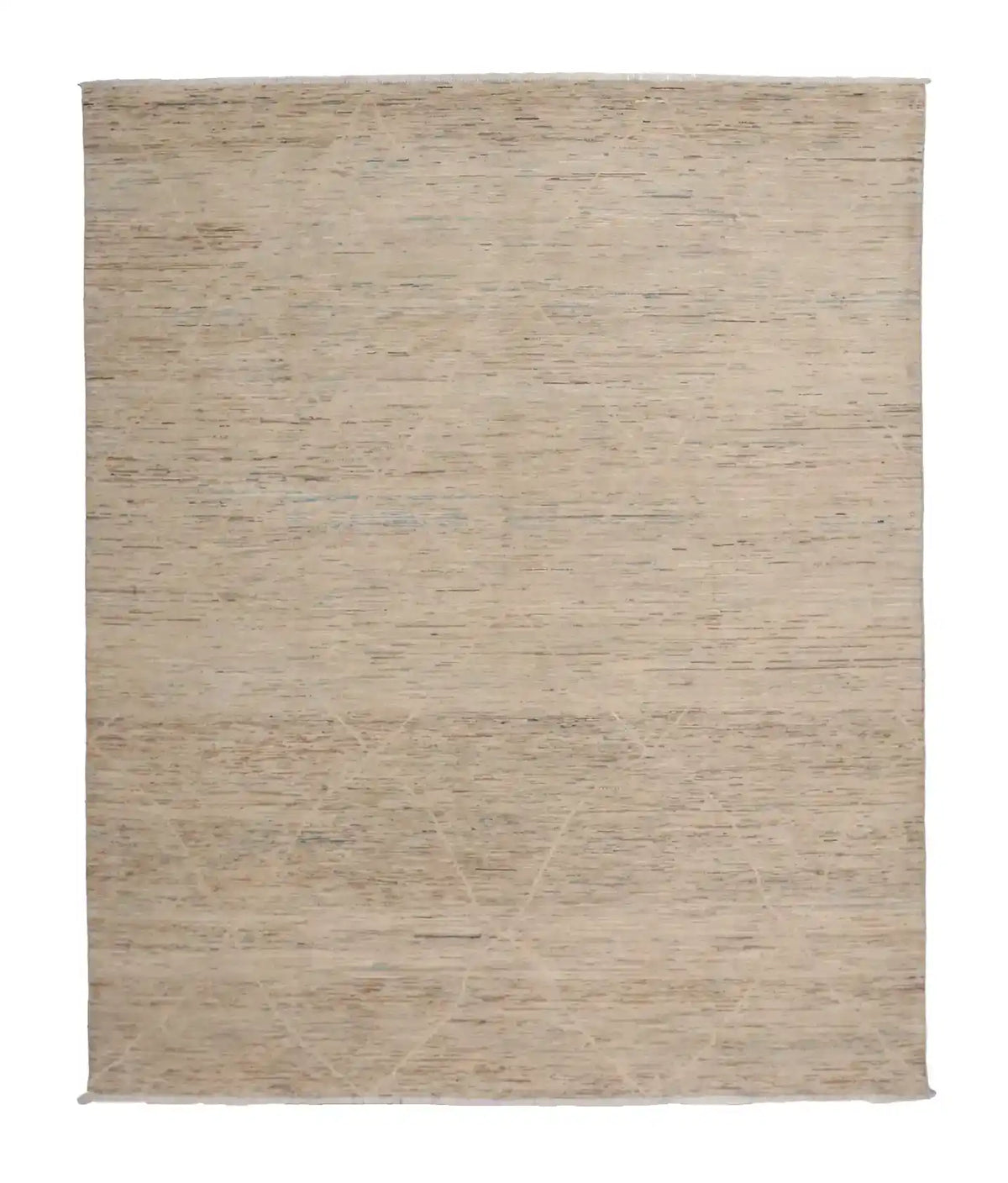 Beige Wool Rug with Fine Horizontal Patterning, 293 × 248 cm, overall view.