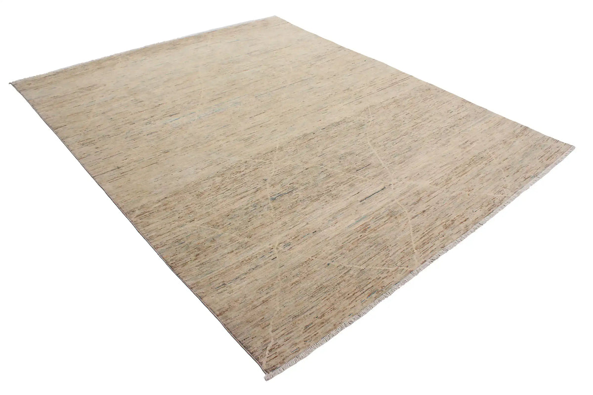 Beige Wool Rug with Fine Horizontal Patterning, 293 × 248 cm, view 3.