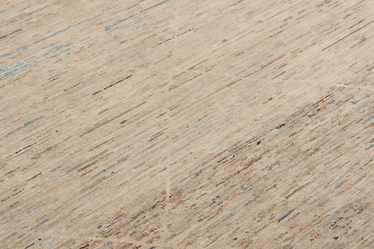 Beige Wool Rug with Fine Horizontal Patterning, 293 × 248 cm, view 5.