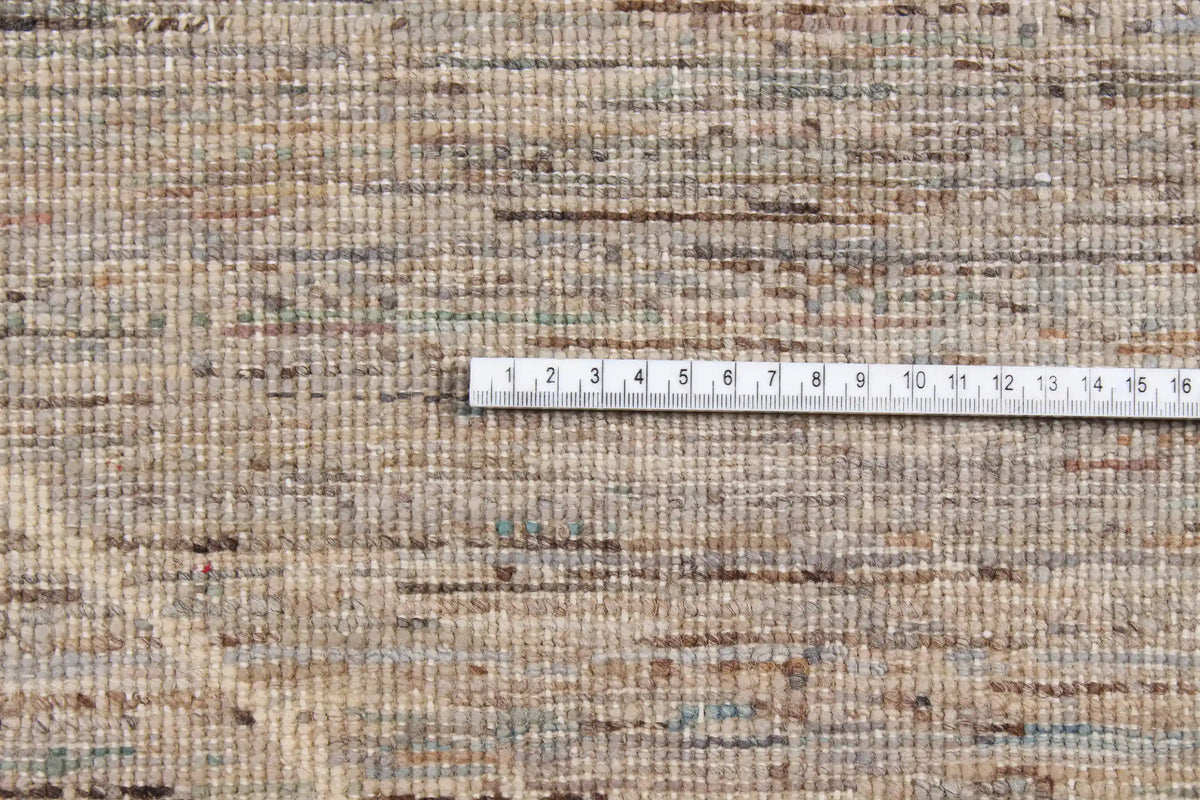 Beige Wool Rug with Fine Horizontal Patterning, 293 × 248 cm, view 8.