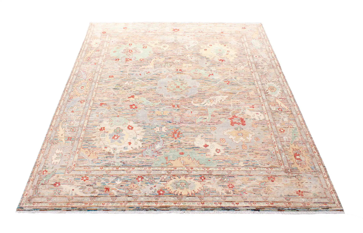 Afghan Rug with Red Rosettes & Ornamental Border, 295 × 247 cm, view 2.