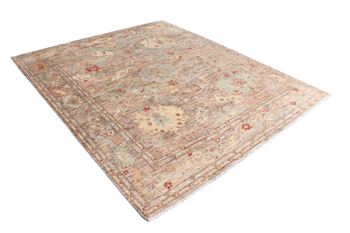 Afghan Rug with Red Rosettes & Ornamental Border, 295 × 247 cm, view 3.