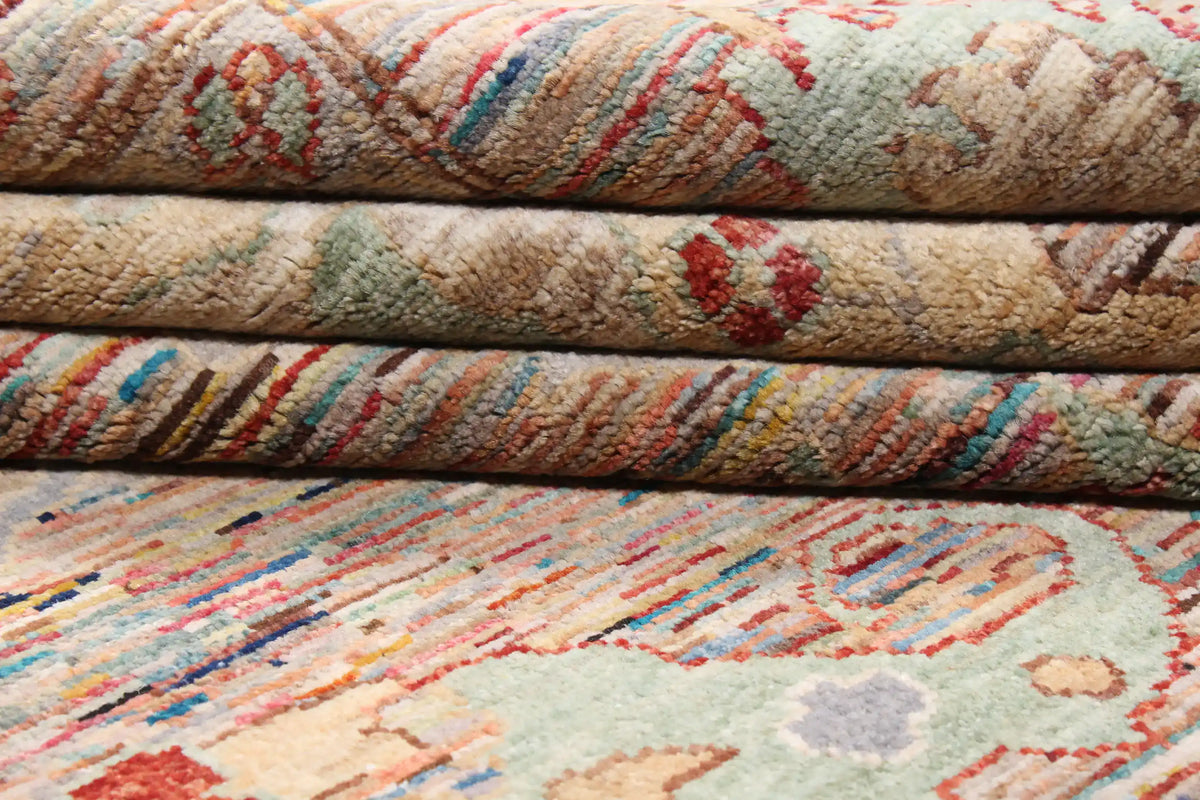 Afghan Rug with Red Rosettes & Ornamental Border, 295 × 247 cm, view 5.