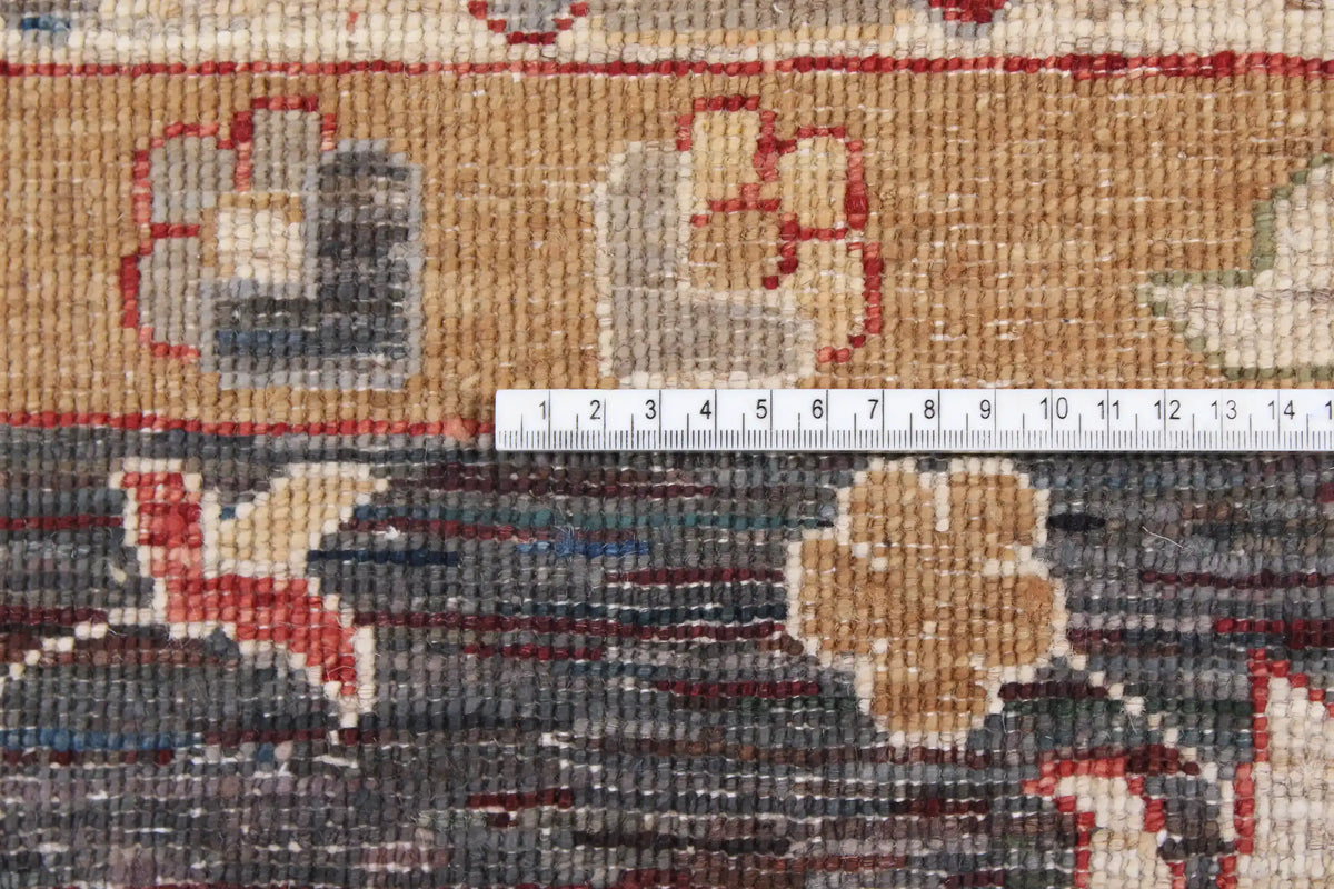 Gray-Pink Afghan Rug with Red Flowers, 307 × 236 cm, view 8.