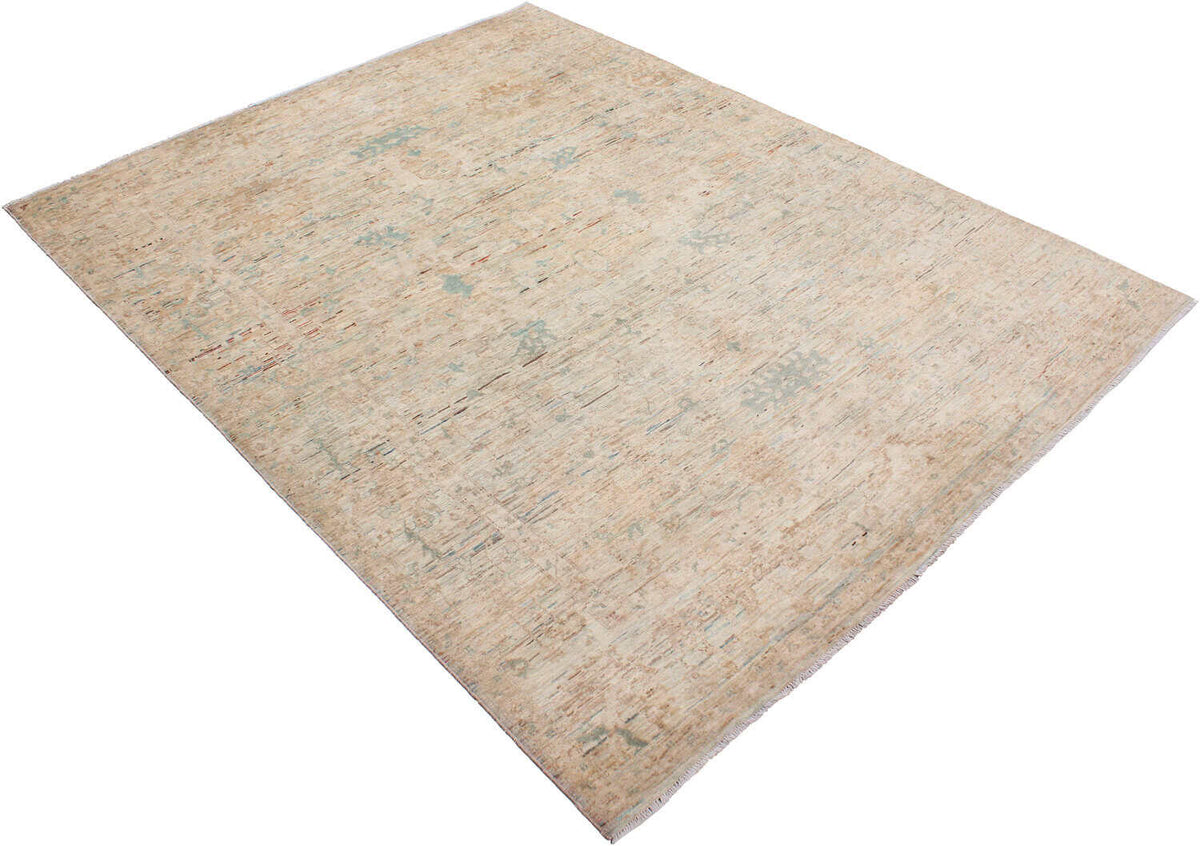Cream Wool Rug with Subtle Blue Flowers, 310 × 245 cm, view 3.