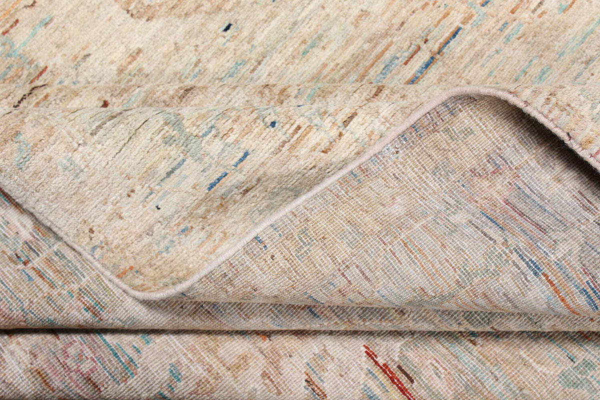 Cream Wool Rug with Subtle Blue Flowers, 310 × 245 cm, view 8.
