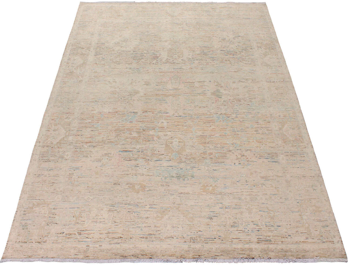 Light Cream Floral Afghan Wool Rug, 296 × 244 cm, view 2.