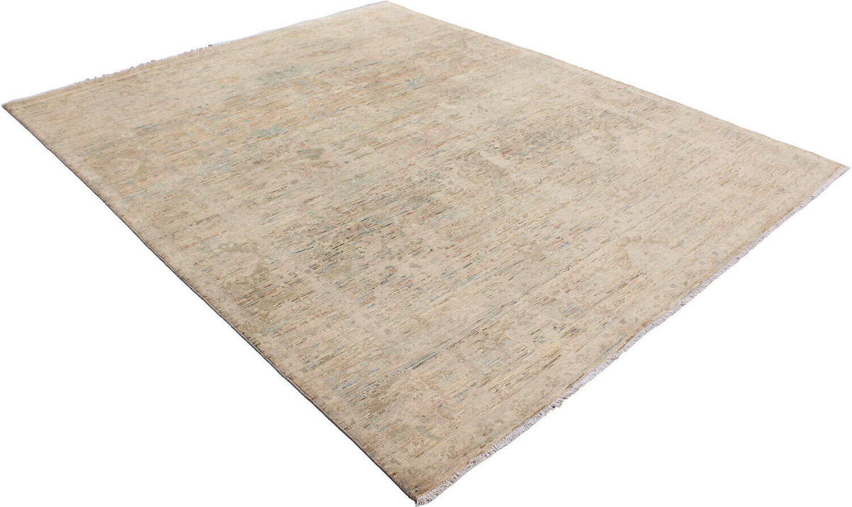 Light Cream Floral Afghan Wool Rug, 296 × 244 cm, view 3.