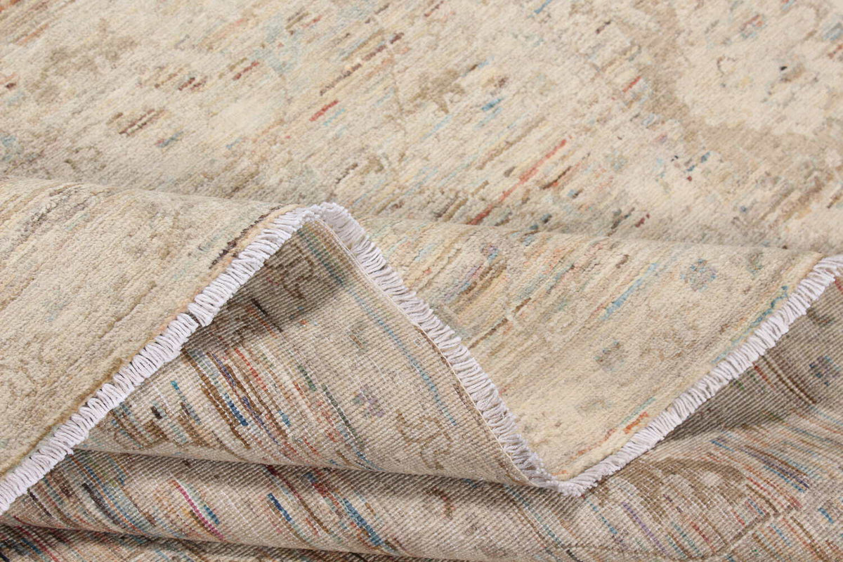 Light Cream Floral Afghan Wool Rug, 296 × 244 cm, view 8.