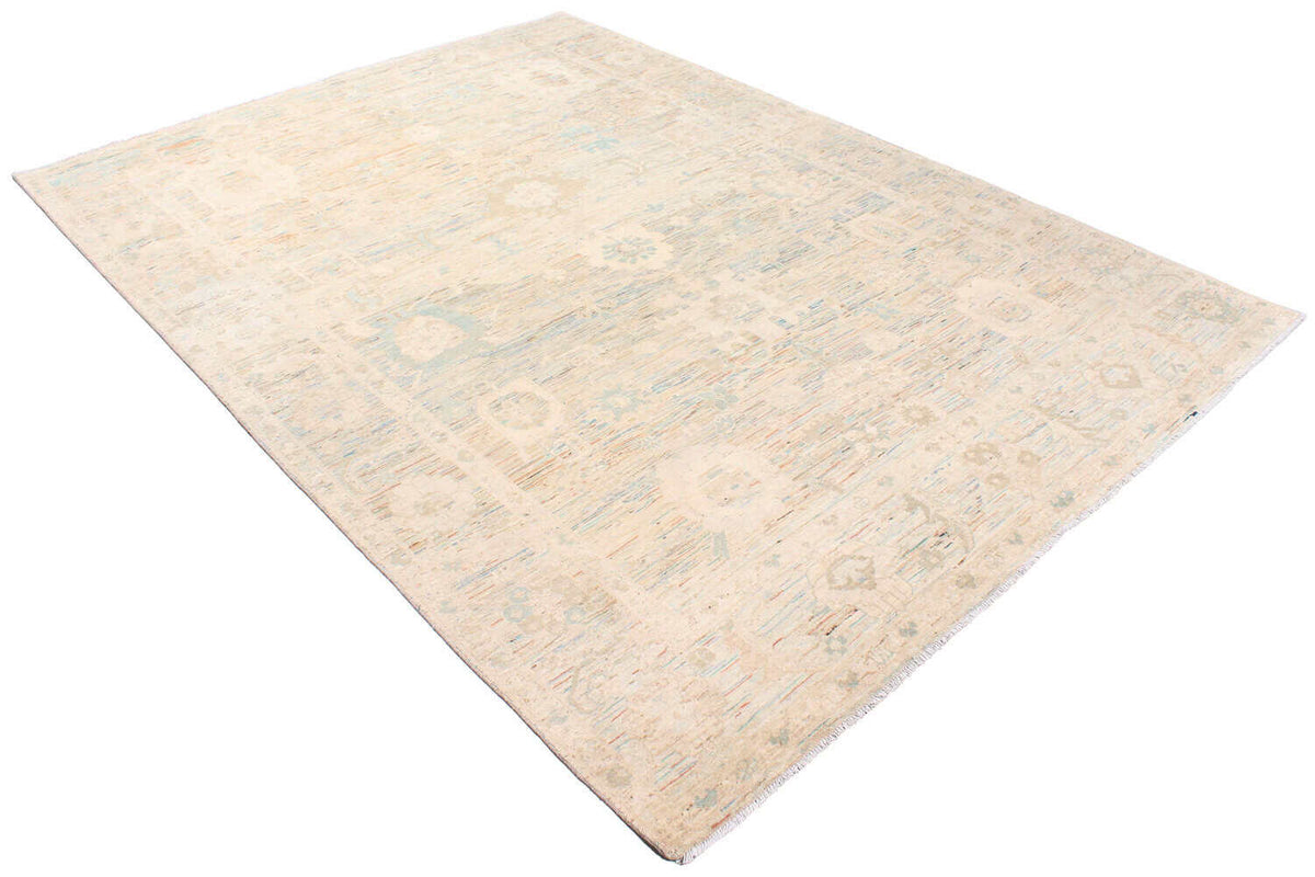 Cream & Pastel Blue Abstract Wool Rug, 352 × 252 cm, view 3.
