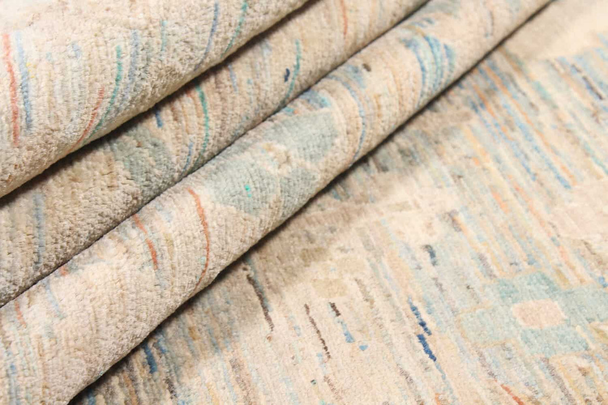 Cream & Pastel Blue Abstract Wool Rug, 352 × 252 cm, view 2.