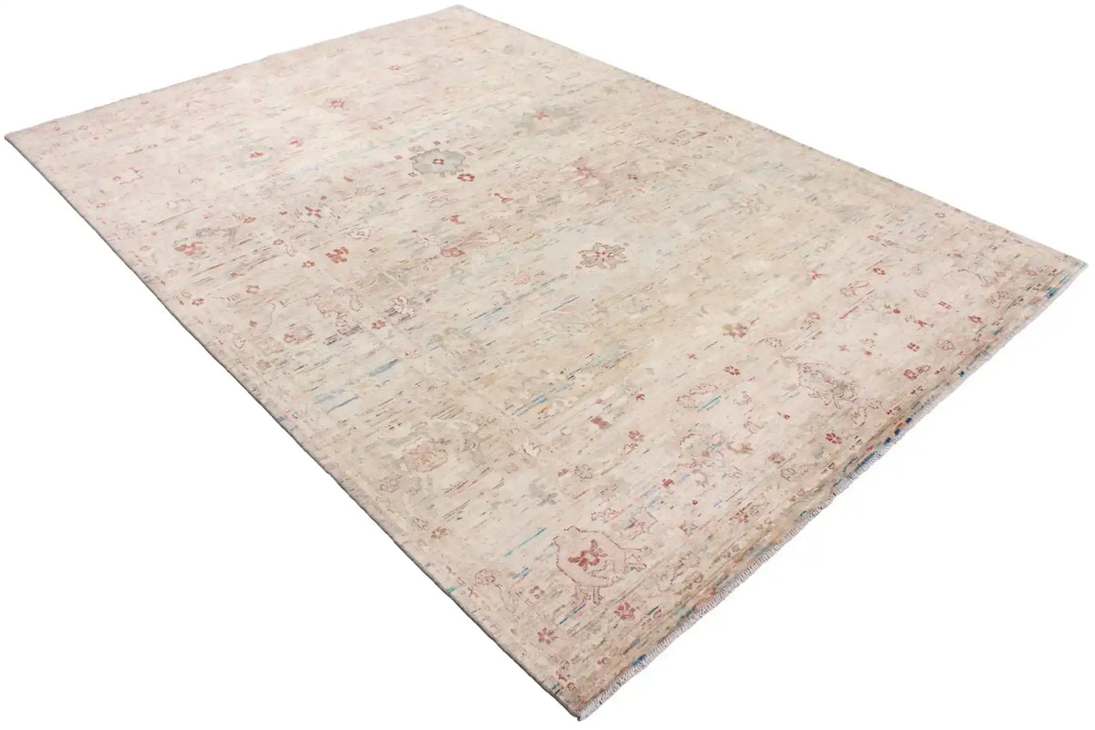 Cream Wool Rug with Pink Flowers, 351 × 249 cm, view 3.