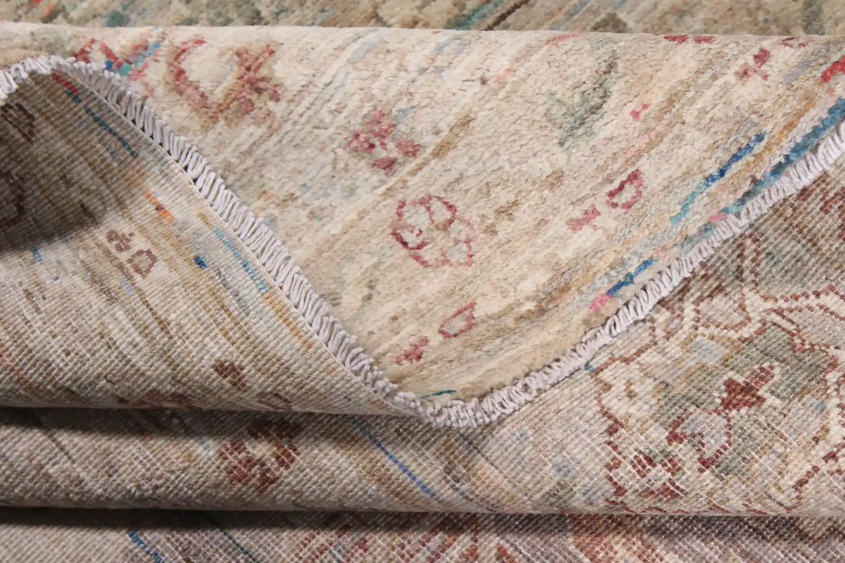 Cream Wool Rug with Pink Flowers, 351 × 249 cm, view 7.