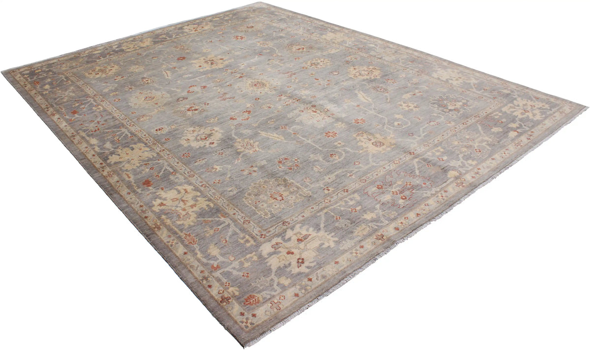 Oushak Rug with Light Flowers & Rust Accents, 395 × 304 cm, view 3.