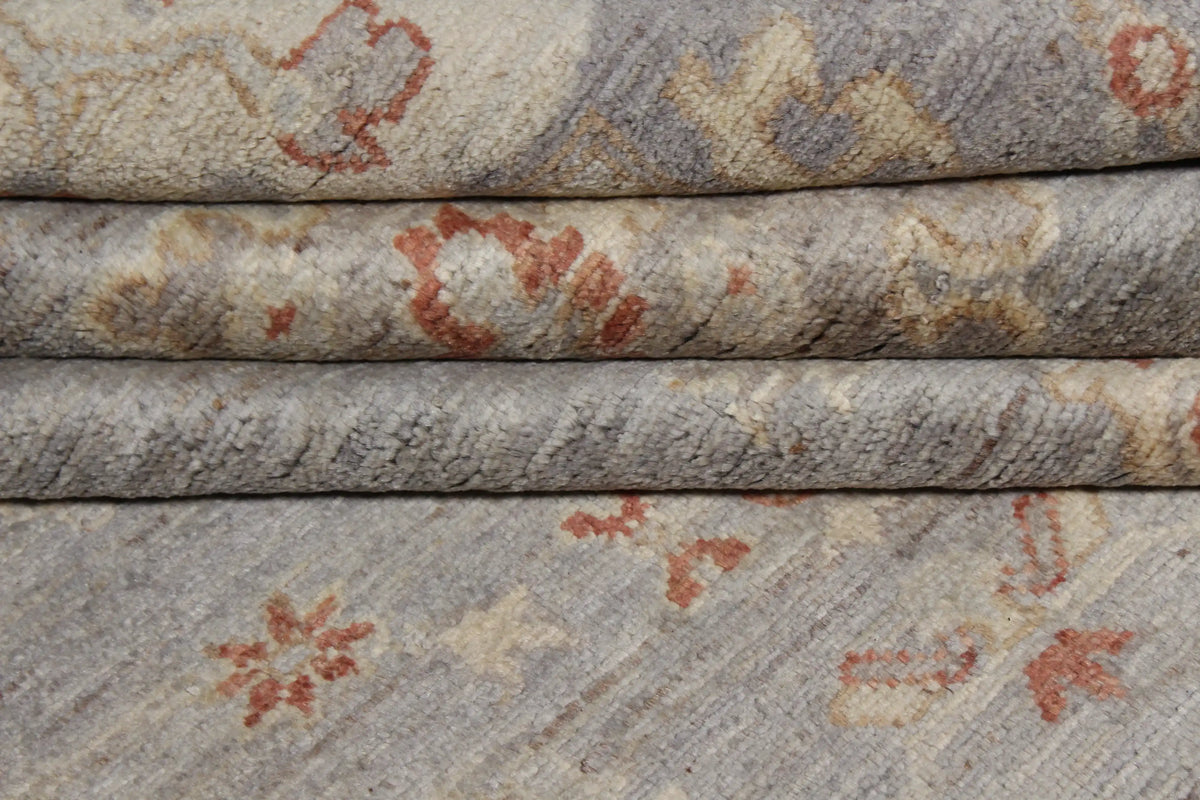 Oushak Rug with Light Flowers & Rust Accents, 395 × 304 cm, view 4.