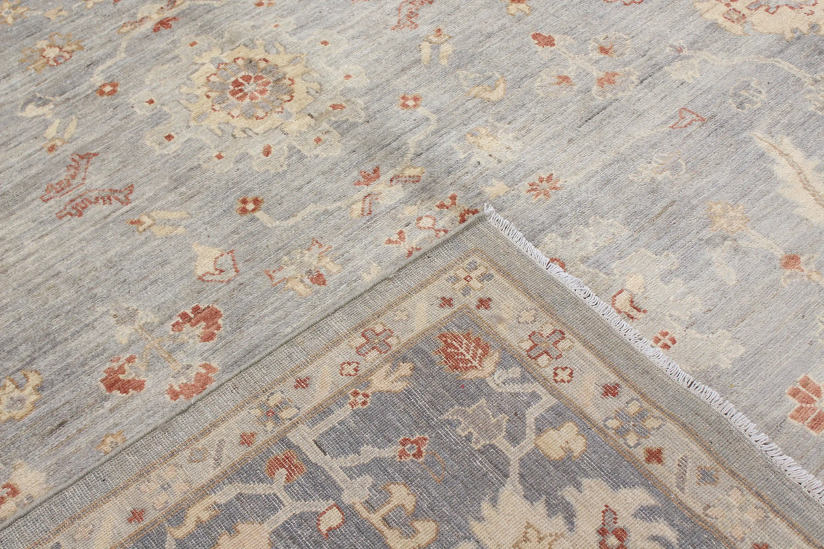 Oushak Rug with Light Flowers & Rust Accents, 395 × 304 cm, view 6.