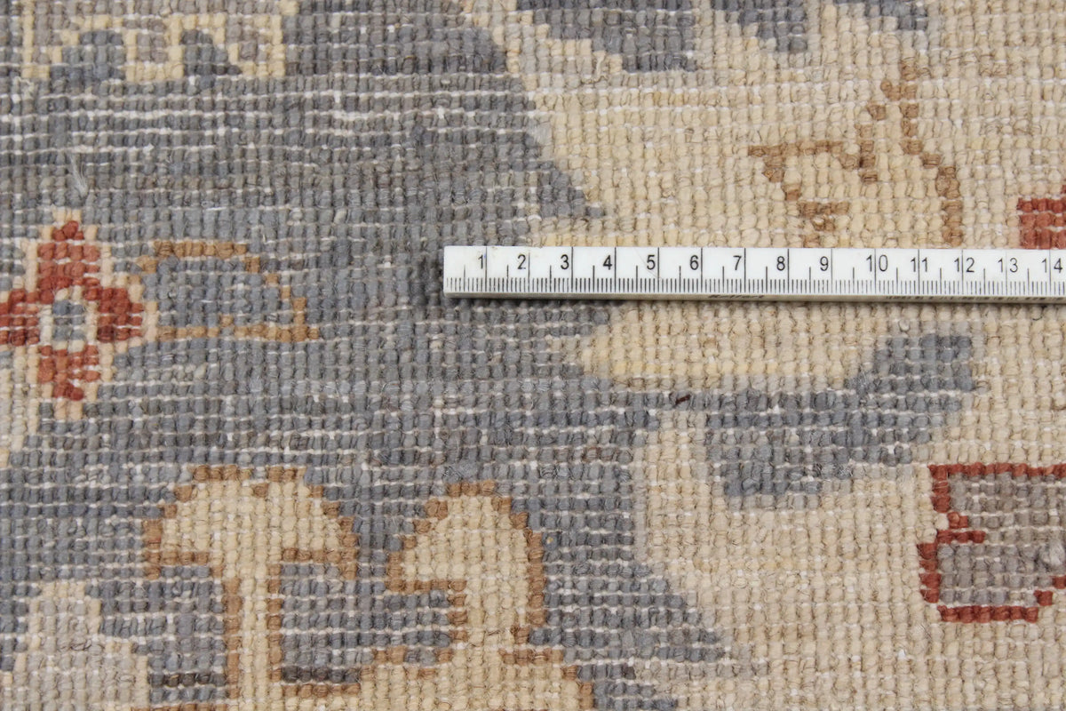 Oushak Rug with Light Flowers & Rust Accents, 395 × 304 cm, view 7.