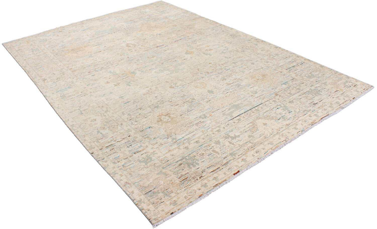 Cream Afghan Rug with Delicate Flowers, 352 × 253 cm, view 2.