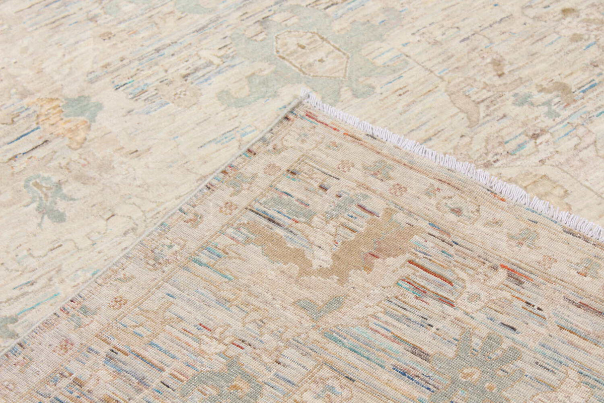 Cream Afghan Rug with Delicate Flowers, 352 × 253 cm, view 6.