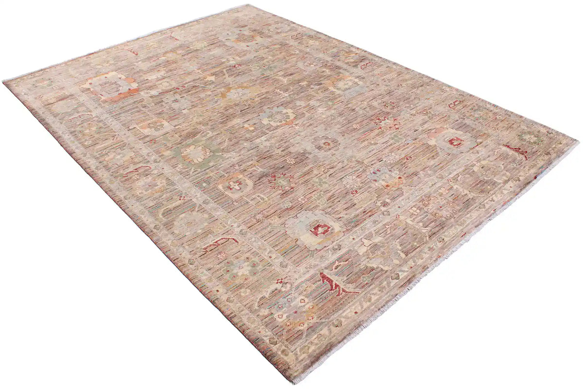 Rust & Blue Afghan Rug with Fine Floral Motifs, 358 × 255 cm, view 3.