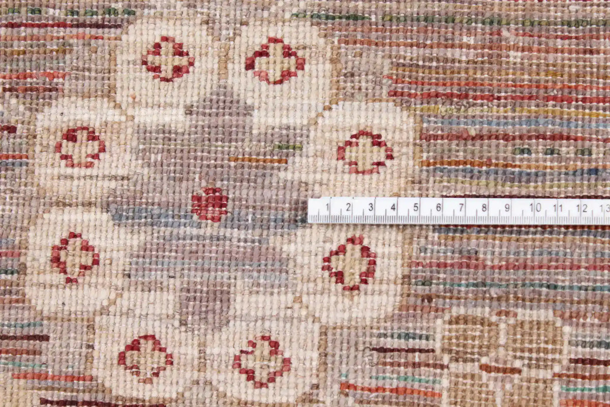 Rust & Blue Afghan Rug with Fine Floral Motifs, 358 × 255 cm, view 4.