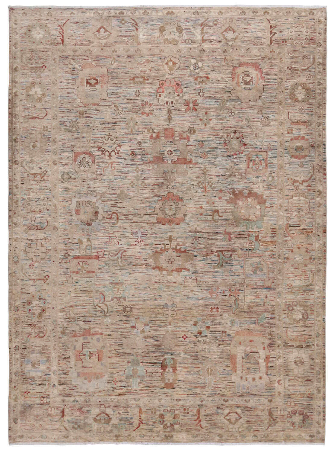 Afghan Rug with Small Red Medallions, 343 × 255 cm, overall view.