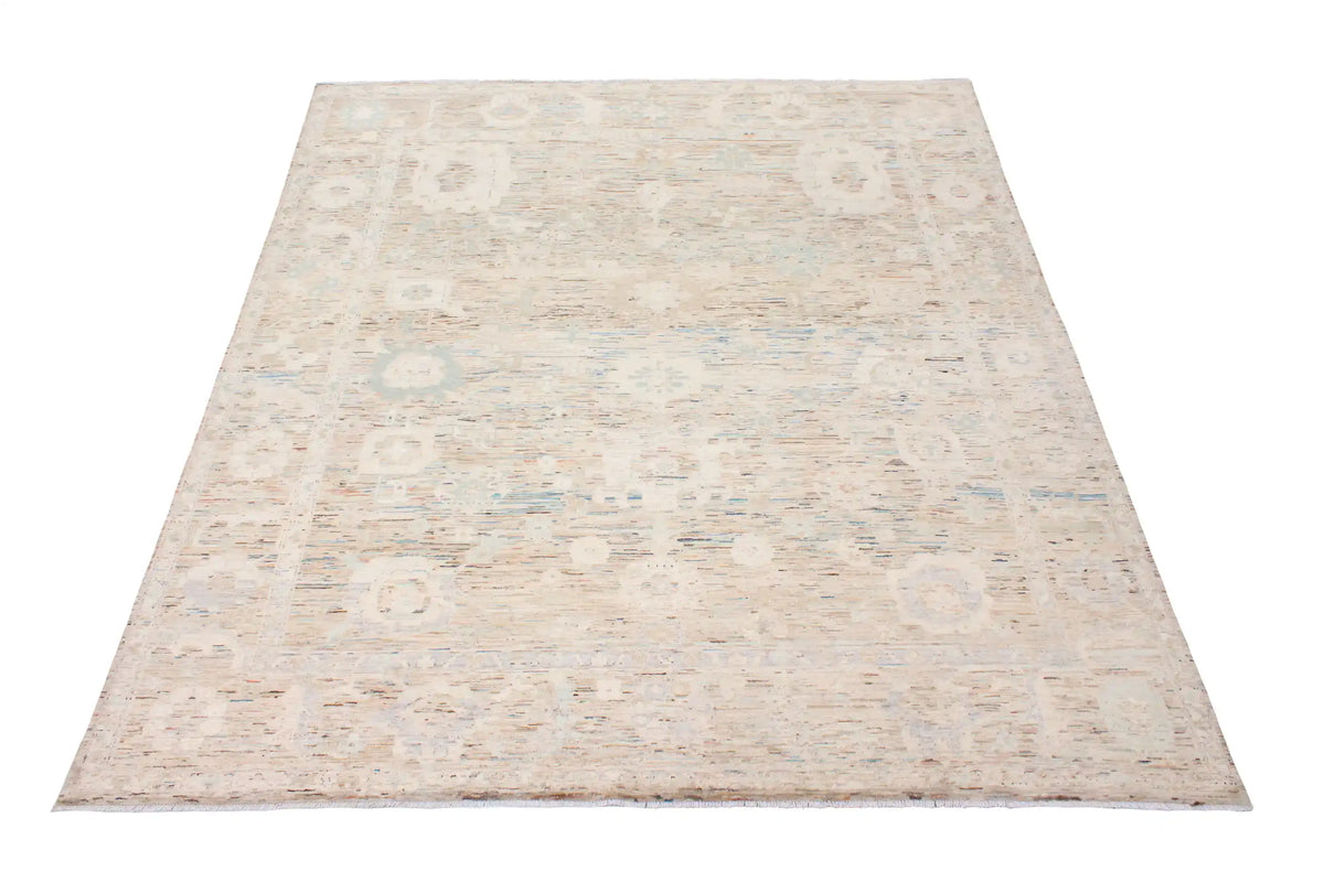 Cream-Gray Afghan Rug with Large Flowers, 293 × 250 cm, view 2.