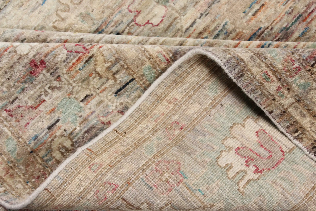 Gray Wool Rug with Small Red Flowers, 293 × 245 cm, view 7.