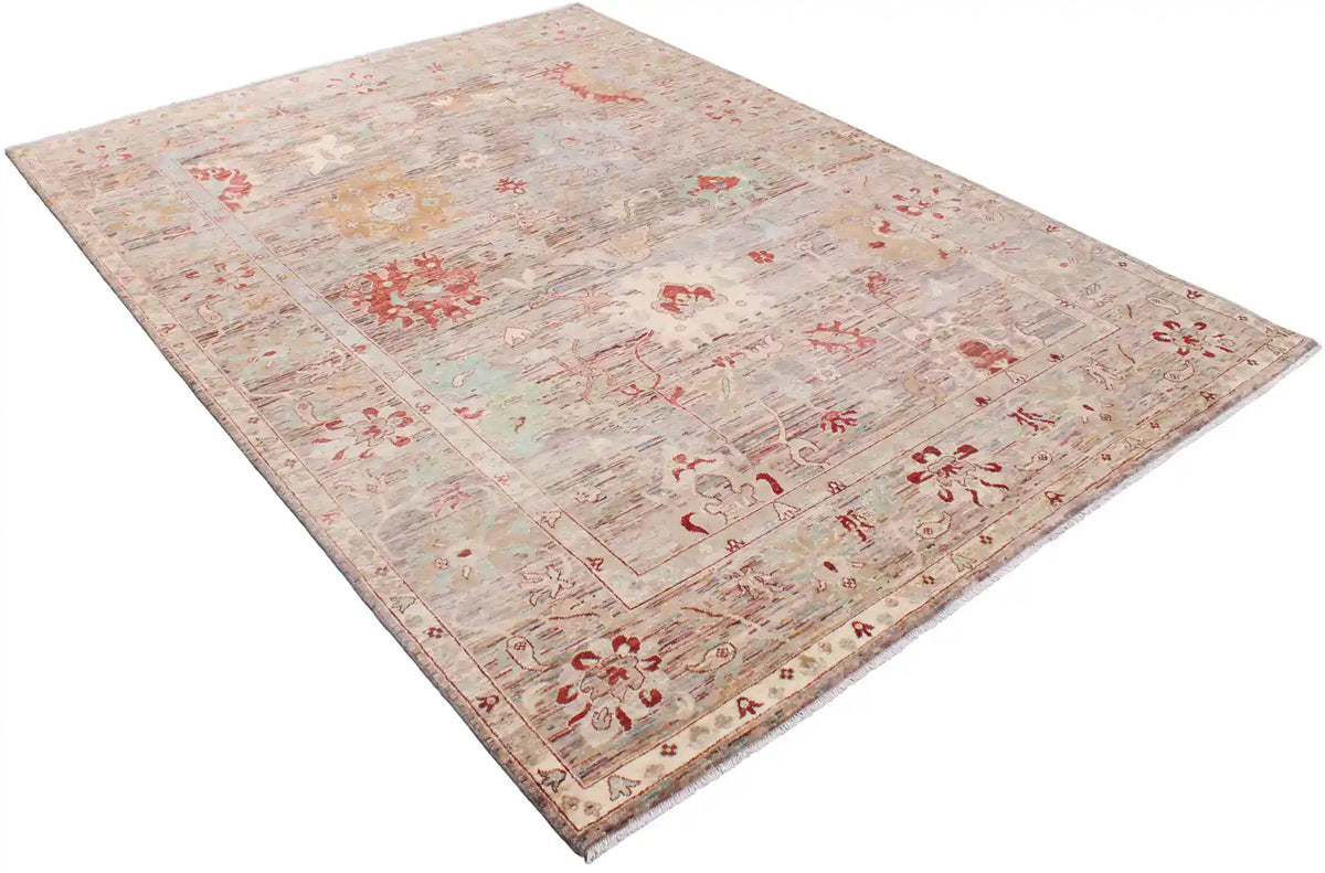 Red & Gray Afghan Rug with Large Flowers, 343 × 254 cm, view 3.