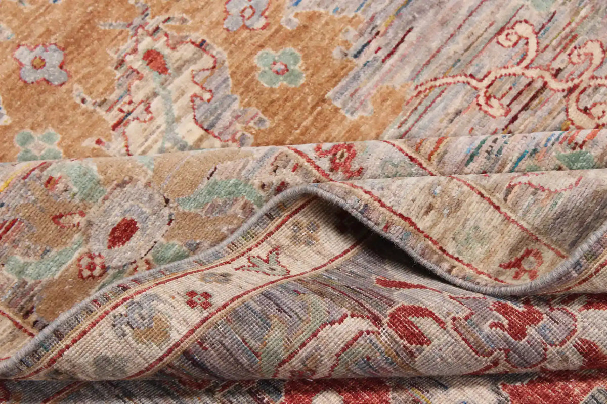 Red & Gray Afghan Rug with Large Flowers, 343 × 254 cm, view 9.