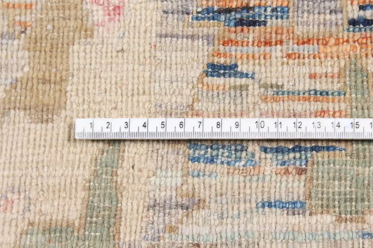 Light Gray Wool Rug with Cream Rosettes, 355 × 263 cm, view 6.