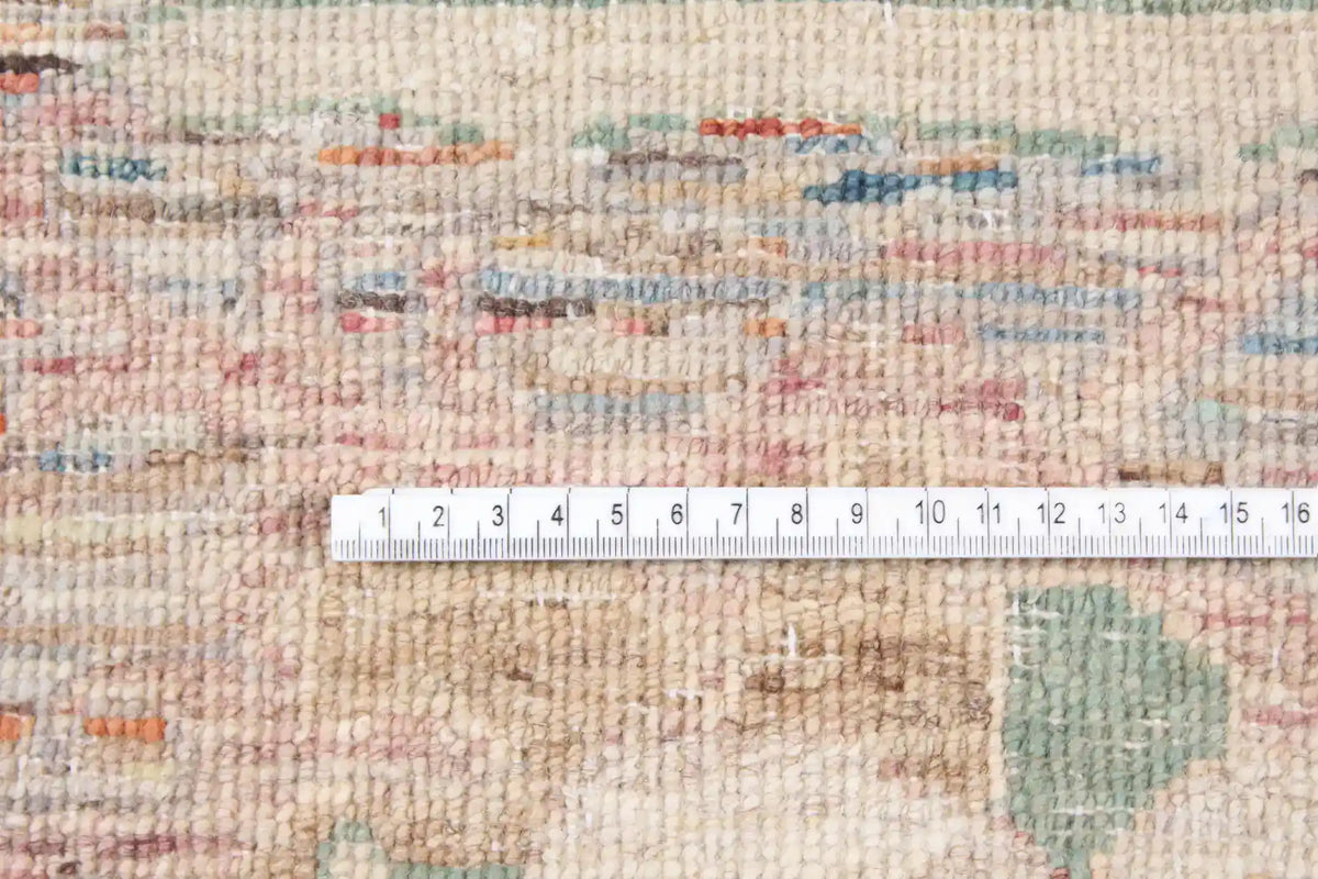 Sage & Pink Afghan Rug with Flowing Vines, 341 × 252 cm, view 4.