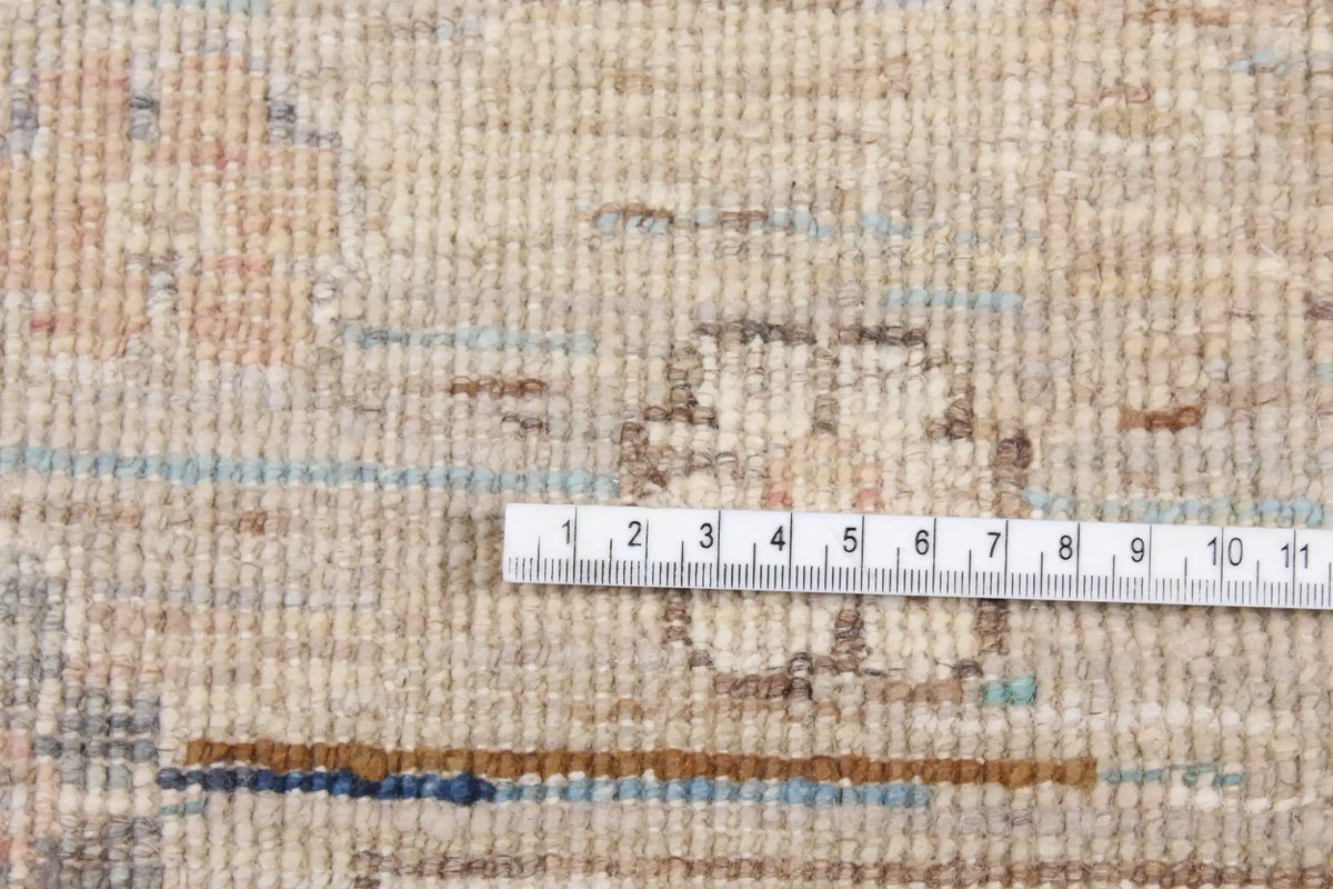 Cream Wool Rug with Delicate Blue Flowers, 291 × 248 cm, view 8.