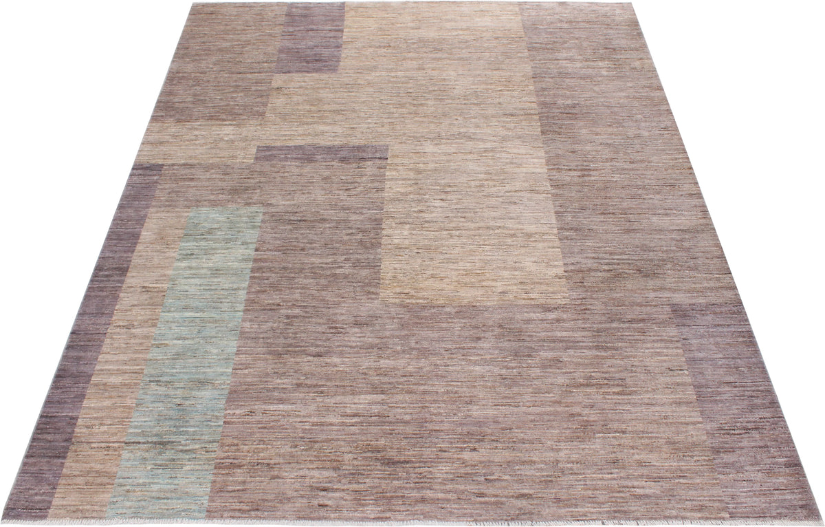 Rose Beige Afghan Rug with Broad Stripes, 301 × 249 cm, view 2.