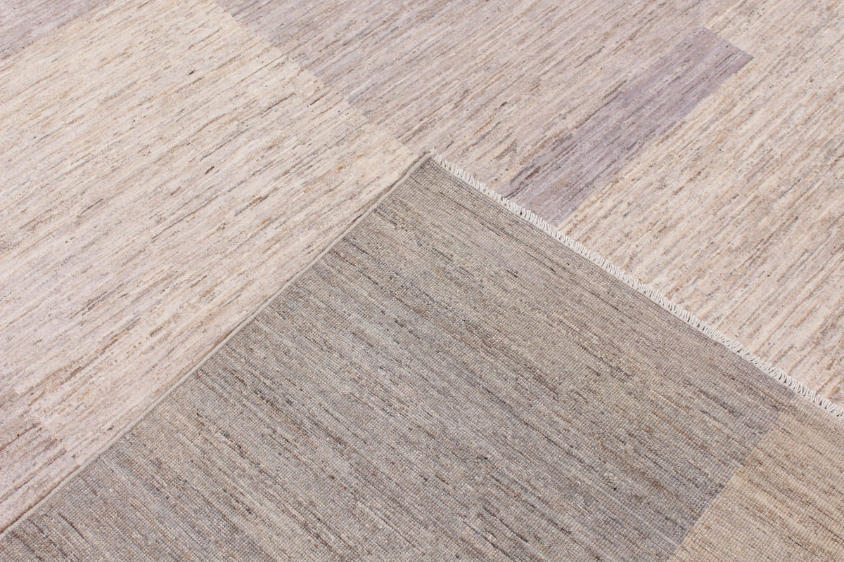 Rose Beige Afghan Rug with Broad Stripes, 301 × 249 cm, view 5.