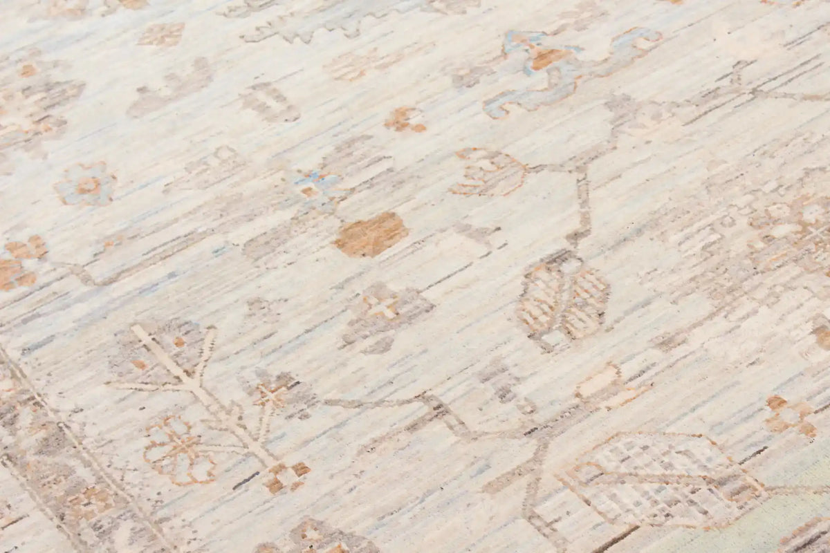 Cream Afghan Rug with Rust Flowers & Border, 339 × 250 cm, view 4.