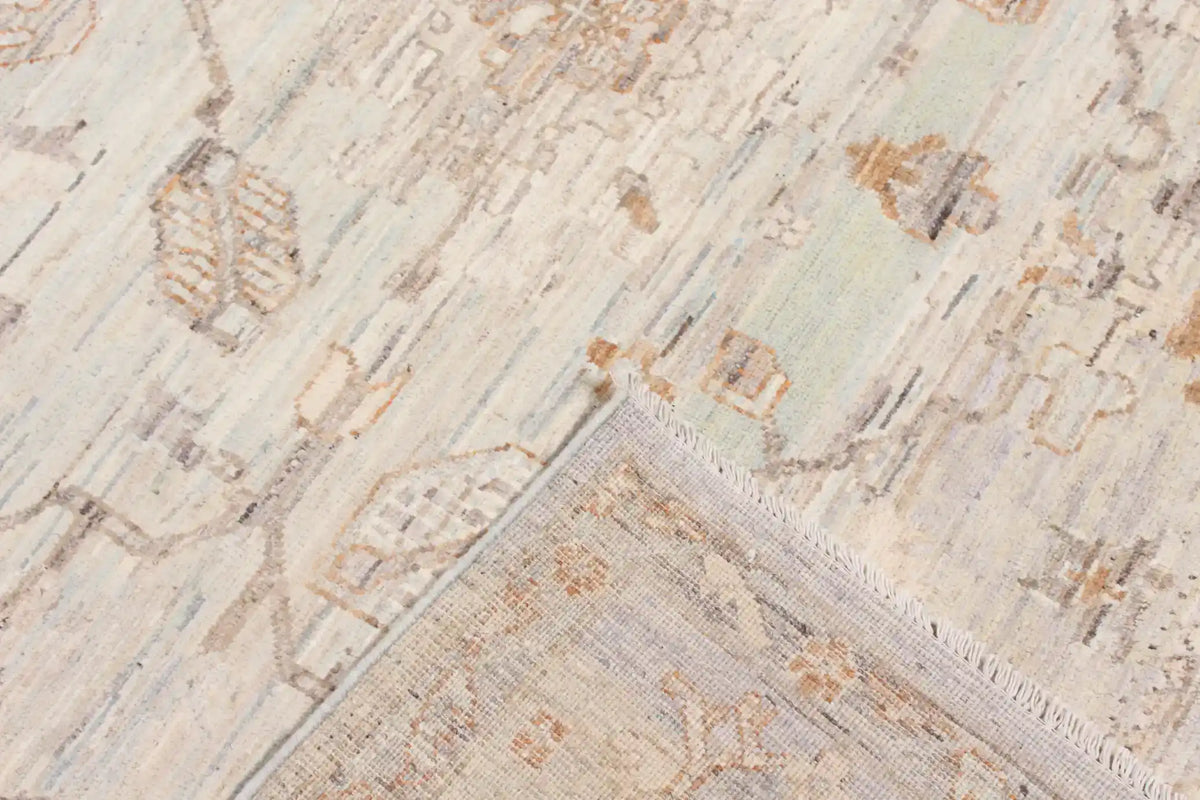 Cream Afghan Rug with Rust Flowers & Border, 339 × 250 cm, view 5.