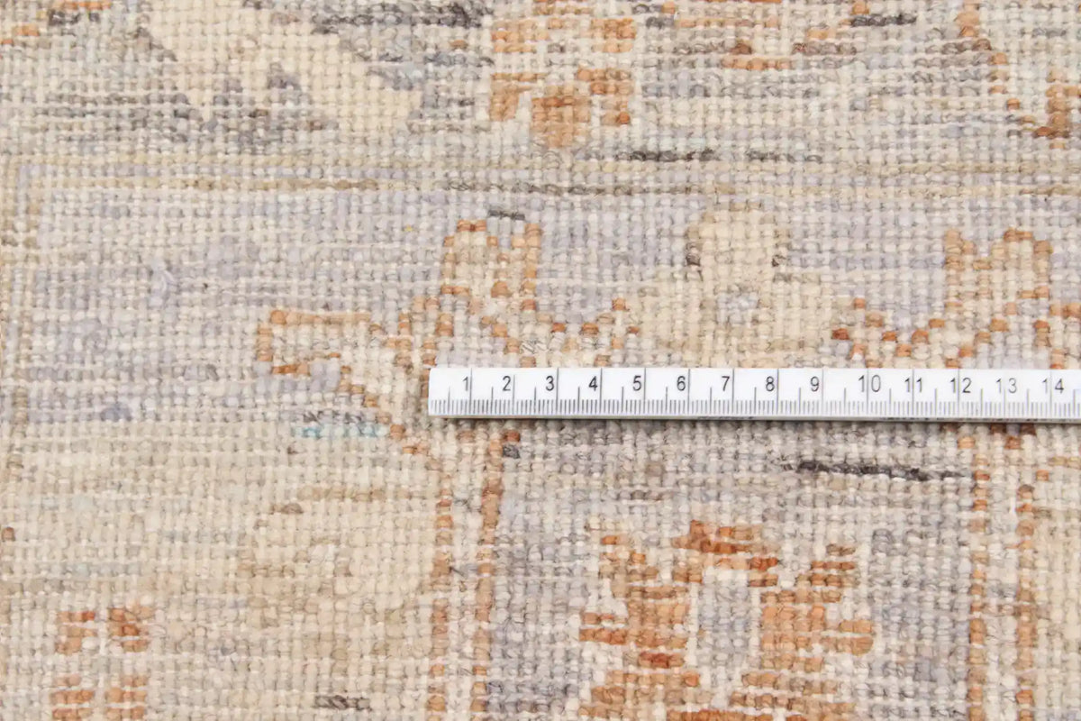 Cream Afghan Rug with Rust Flowers & Border, 339 × 250 cm, view 6.