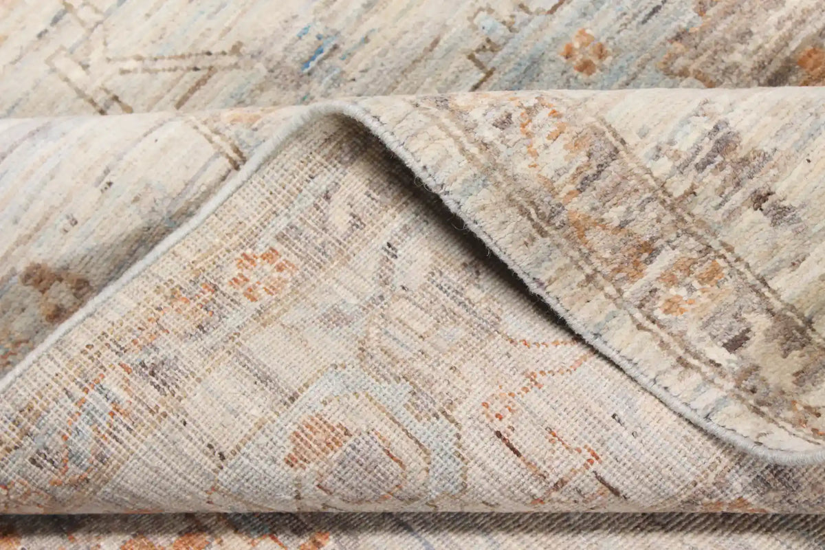 Cream Afghan Rug with Rust Flowers & Border, 339 × 250 cm, view 7.