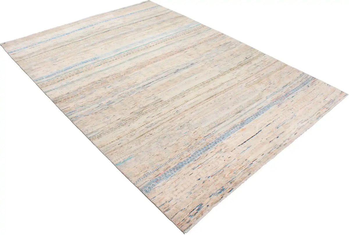 Cream Berjasta Rug with Blue Horizontal Lines, 360 × 260 cm, view 2.