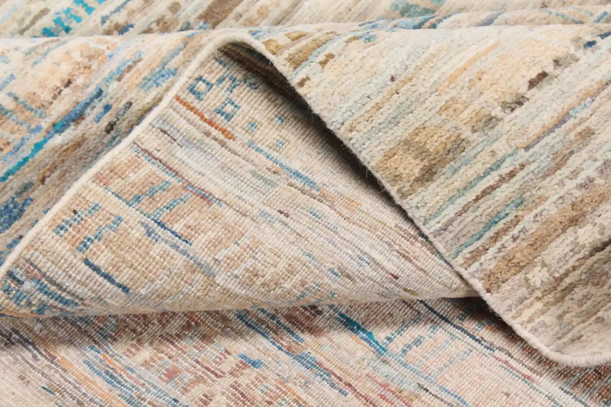 Cream Berjasta Rug with Blue Horizontal Lines, 360 × 260 cm, view 5.